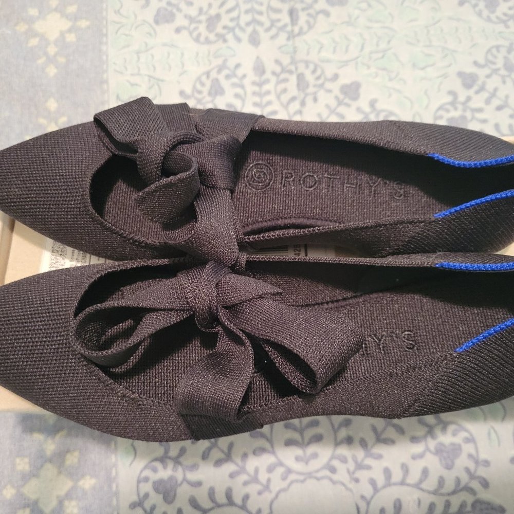 Rothy's bow tie mary jane flats, black, EUC, size 8
